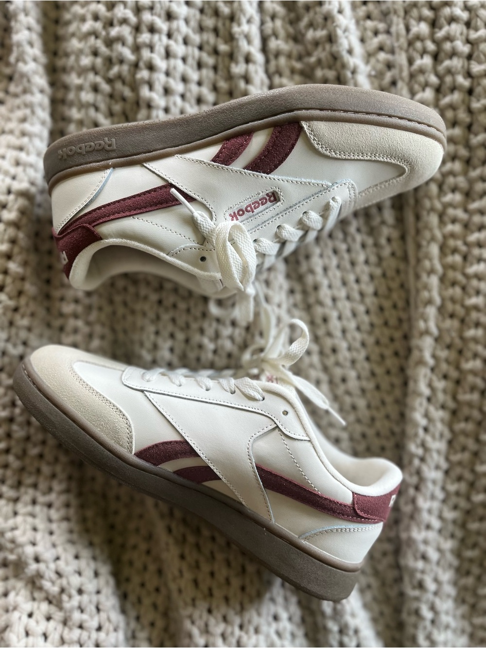 NWOT Reebok Burgundy and Cream Sneakers